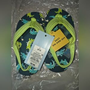 Cat & Jack Kids Dinosaur Flip Flops - Two Pairs Lime Green and Navy